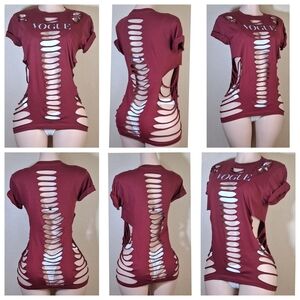 Vogue Burgundy Custom Short Sleeve Top